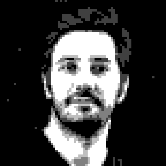 Nureddin Gökbey İnaç, siyah beyaz pixel art portre